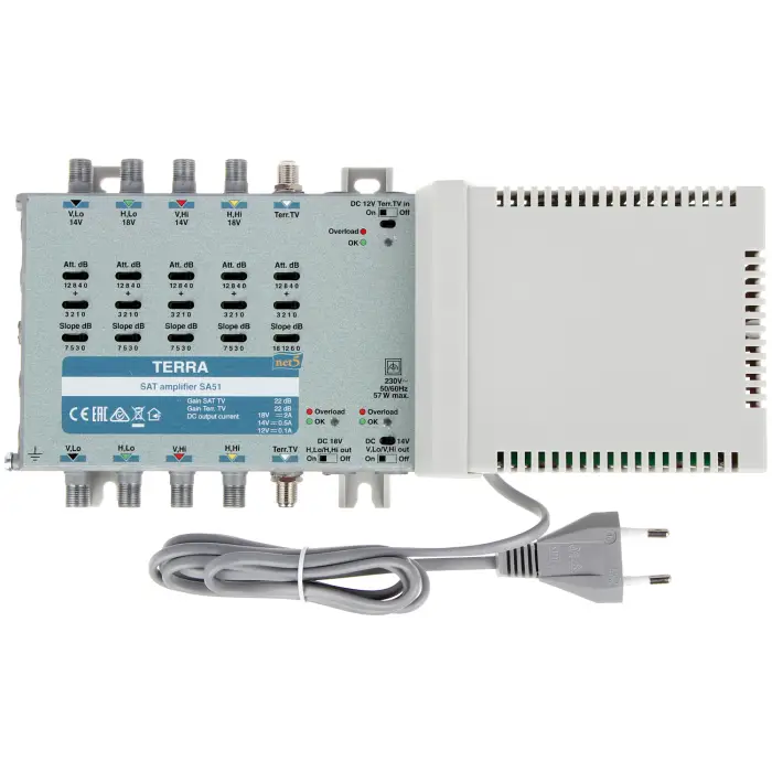 WZMACNIACZ DO MULTISWITCHY SA-51 5 WEJŚĆ / 5 WYJŚĆ TERRA