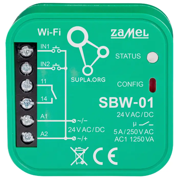 INTELIGENTNY STEROWNIK BRAM I DRZWI SBW-01 Wi-Fi, SUPLA 24 V AC/DC ZAMEL