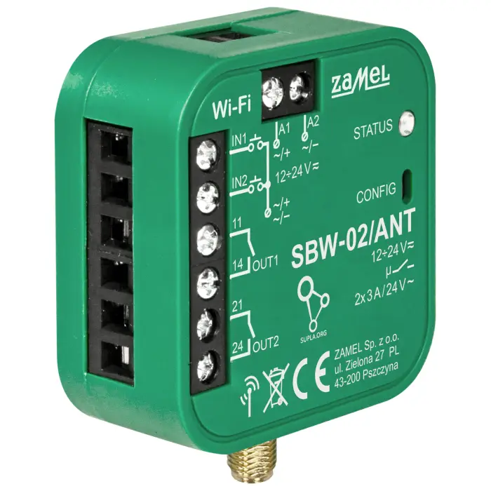 INTELIGENTNY STEROWNIK BRAM I DRZWI SBW-02/ANT Wi-Fi, 12 ... 24 V AC/DC ZAMEL