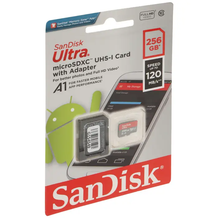 KARTA PAMIĘCI SD-MICRO-10/256-SANDISK microSD UHS-I, SDXC 256 GB SANDISK