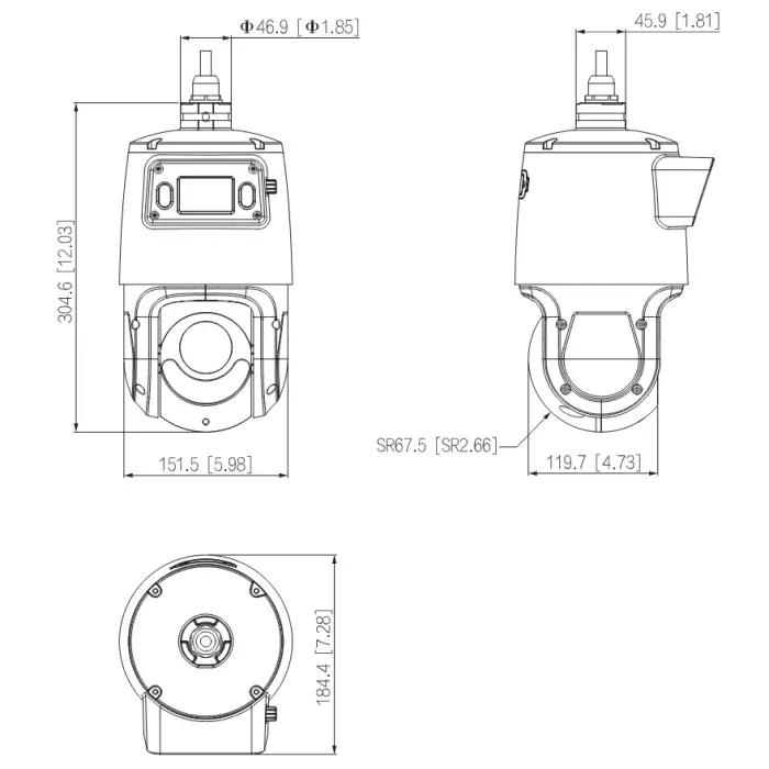 KAMERA IP SZYBKOOBROTOWA ZEWNĘTRZNA SDT4E425-4F-GB-A-PV1-0400 PANORAMICZNA TiOC WizSense Smart Dual Light - 3.7 Mpx 5 ... 125 mm, 2.8 mm DAHUA