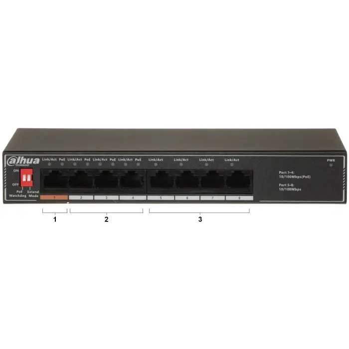 SWITCH POE SF1008LP 8-PORTOWY, 4 PoE DAHUA