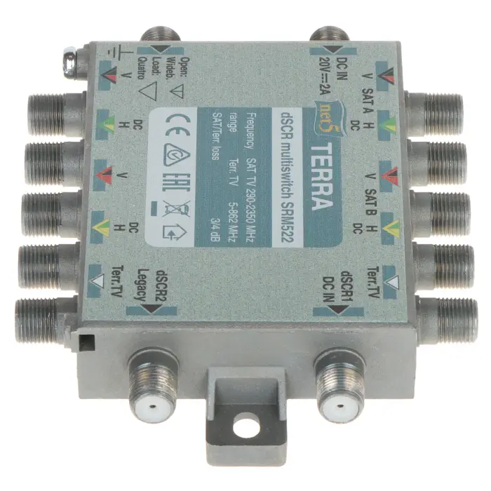 MULTISWITCH PRZELOTOWY UNICABLE I/II SRM-522 5 WEJŚĆ / 5 WYJŚĆ + 2 WYJŚCIA UNICABLE TERRA