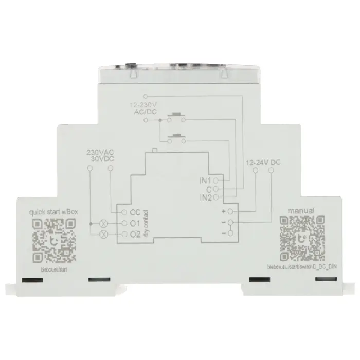 PODWÓJNY, BEZPOTENCJAŁOWY INTELIGENTNY PRZEŁĄCZNIK SWITCHBOX-D-DC-DIN/BLEBOX Wi-Fi, 230 V AC, 30 V DC