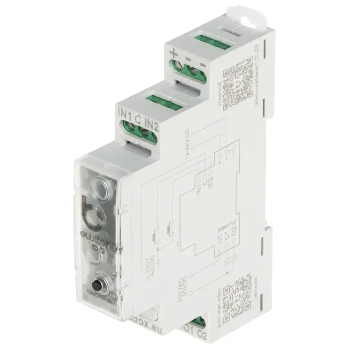 PODWÓJNY, BEZPOTENCJAŁOWY INTELIGENTNY PRZEŁĄCZNIK SWITCHBOX-D-DC-DIN/BLEBOX Wi-Fi, 230 V AC, 30 V DC