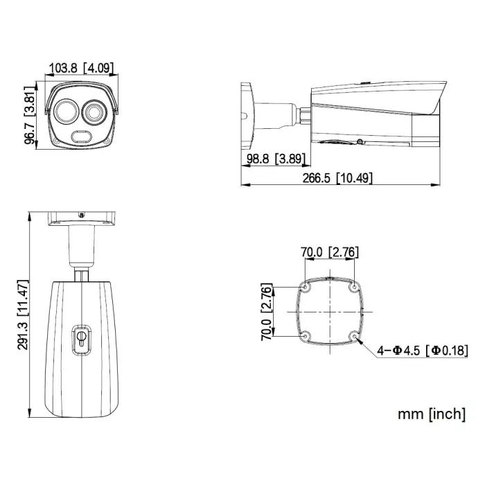 HYBRYDOWA KAMERA TERMOWIZYJNA IP TPC-BF2241-B7F8-S2 7.0 mm - 960p, 8.0 mm - 4 Mpx DAHUA