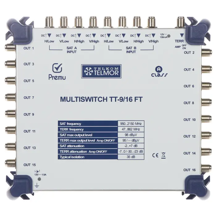 MULTISWITCH TT-9/16-FT-PREMU 9 WEJŚĆ / 16 WYJŚĆ PREMU TELMOR