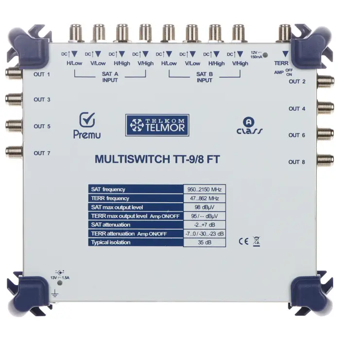 MULTISWITCH TT-9/8-FT-PREMU 9 WEJŚĆ / 8 WYJŚĆ PREMU TELMOR