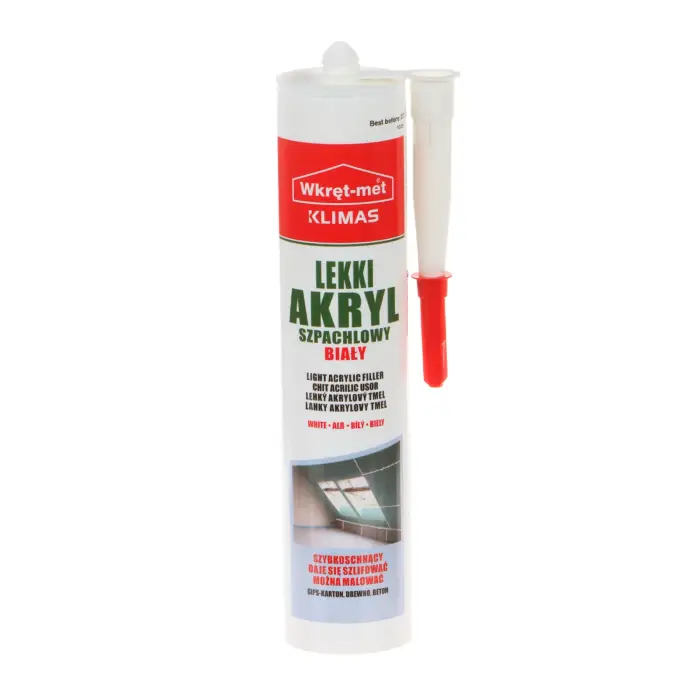 AKRYL SZPACHLOWY LEKKI UAL-310 KARTUSZ 310 ml BIAŁY WKRĘT-MET KLIMAS