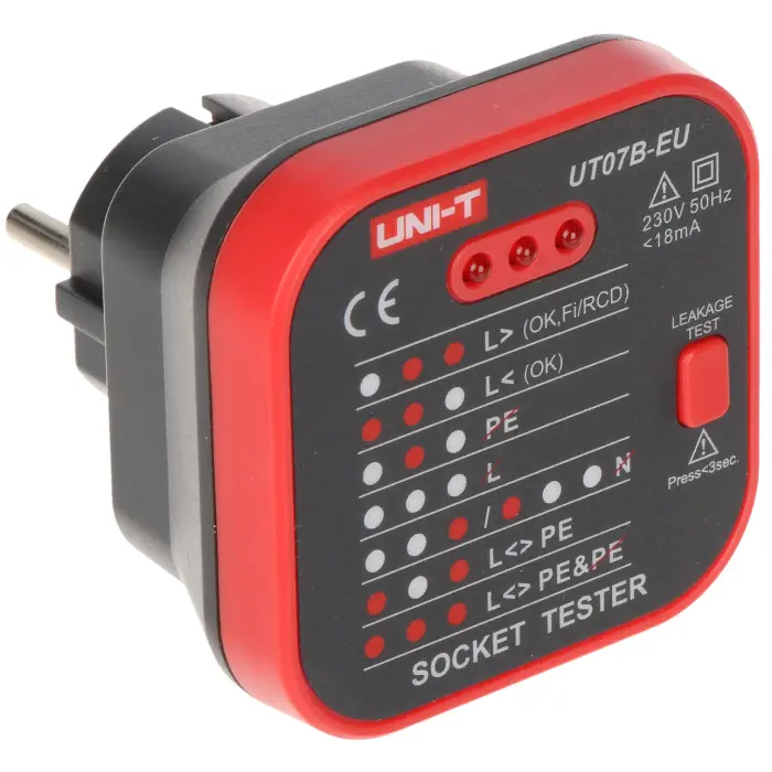 TESTER GNIAZD SIECIOWYCH Z FUNKCJĄ SPRAWDZANIA RCD UT-07B-EU UNI-T