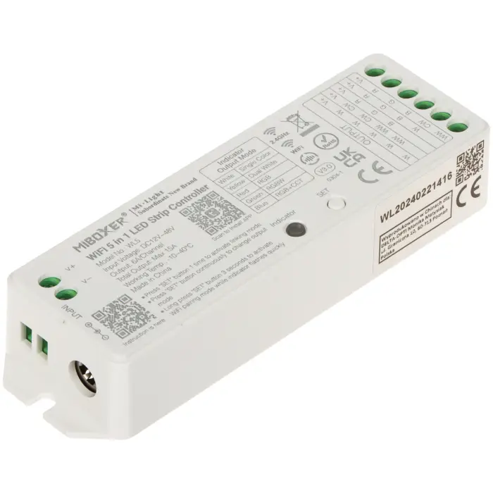 STEROWNIK OŚWIETLENIA LED WL5 Wi-Fi, 2.4 GHz, RGBCCT (RGBWW) 12 ... 48 V DC MiBOXER / Mi-Light