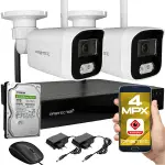 Zestaw do monitoringu bezprzewodowego WiFi 2 kamery 4 Mpx z mikrofonem, IR 25m, IP67