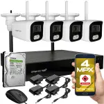 Zestaw do monitoringu bezprzewodowego WiFi 4 kamery 4 Mpx z mikrofonem, IR 25m, IP67