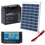 Zestaw solarny fotowoltaiczny 20W 12V (Panel solarny 20W, Regulator napięcia 10A ,Akumulator)