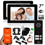 Dwurodzinny dwuabonametowy zestaw wideodomofonowy Revizoom 2 monitoriy 7" RM-T471HD white i natynkową stacją bramową RC-421HD-C