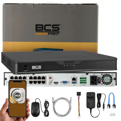 Rejestrator IP BCS-P-NVR1602-A-4K-16P-III 16 kanałowy BCS