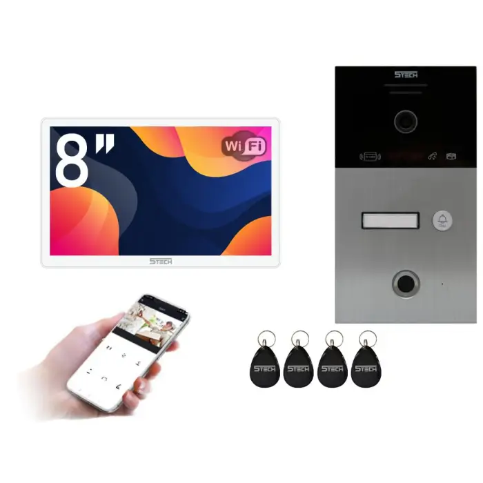 Wideodomofon 2-żyłowy Cyfrowy WiFi FHD 8" Virgo One PLUS(W)/82253