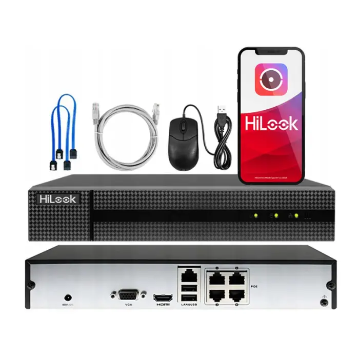 Zestaw do Monitoringu IP 4Mpx , 2 Kamery IP, Rejestrator 4ch PoE - HiLook by Hikvision