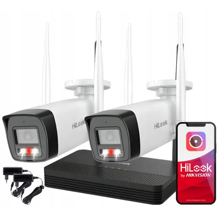 WIFIKIT-B4-4CH - Zestaw do monitoringu WiFi EasyLink, 2x Kamera 4Mpx, Rejestrator NVS - HiLook by Hikvision