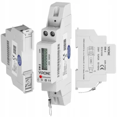Licznik jednofazowy Virone EM-2 podlicznik energii zużycia prądu 1 fazowy 1v IP54 40A